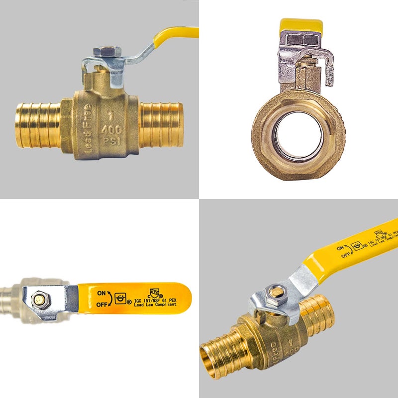 AB (5 Pack) 1 Inch X 1 Inch PEX Ball Valve, Full Port Water Stop Shut Off, Water Shut Off Valve with 10 Pcs Stainless Steel Cinch Crimp Rings, UPC Certified - Image 2